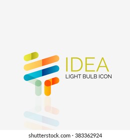 Logo, vector light bulb abstract linear geometric business icon. Idea concept