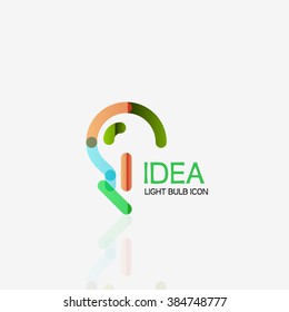 Logo, vector light bulb abstract linear geometric business icon. Idea concept