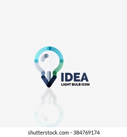 Logo, vector light bulb abstract linear geometric business icon. Idea concept