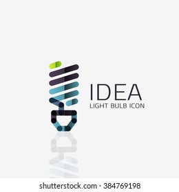 Logo, vector light bulb abstract linear geometric business icon. Idea concept