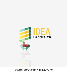 Logo, vector light bulb abstract linear geometric business icon. Idea concept