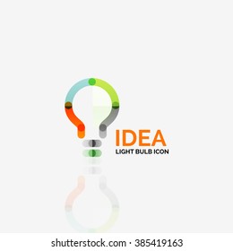 Logo, vector light bulb abstract linear geometric business icon. Idea concept