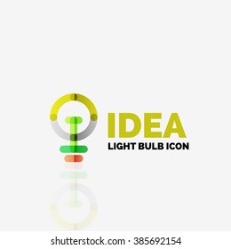 Logo, vector light bulb abstract linear geometric business icon. Idea concept