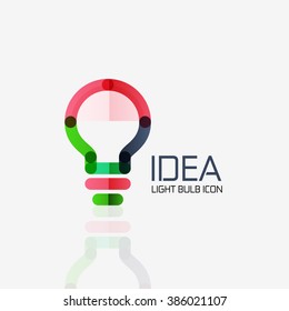 Logo, vector light bulb abstract linear geometric business icon. Idea concept