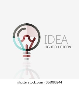 Logo, vector light bulb abstract linear geometric business icon. Idea concept