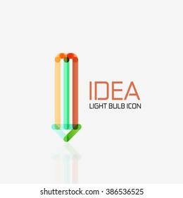 Logo, vector light bulb abstract linear geometric business icon. Idea concept