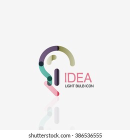 Logo, vector light bulb abstract linear geometric business icon. Idea concept
