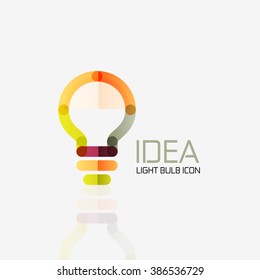 Logo, vector light bulb abstract linear geometric business icon. Idea concept