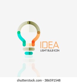 Logo, vector light bulb abstract linear geometric business icon. Idea concept