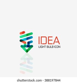 Logo, vector light bulb abstract linear geometric business icon. Fresh modern idea concept