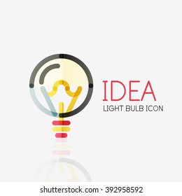 Logo, vector light bulb abstract linear geometric business icon. Fresh modern idea concept