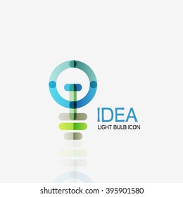 Logo, vector light bulb abstract linear geometric business icon. Fresh modern idea concept