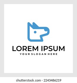 logo vector line head dog abstract simple.minimalist dog pet shop vector logo design