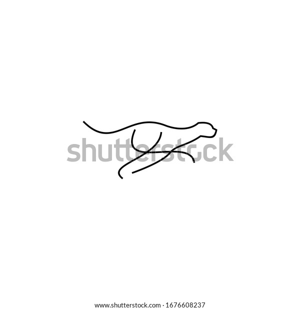 Logo Vector Line Leaping Tiger Stock Vector (Royalty Free) 1676608237