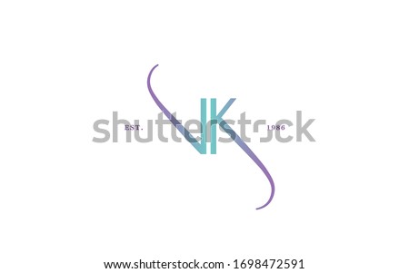 Logo vector linear illustration. Emblem design on white background. Lettering business logotype. VK monogram 