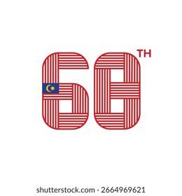 Logo Vektor Linien logo malaysia Flagge glücklich Unabhängigkeit Tag 68. Vektor Logo Illustration Nummer 68. National Tag hari merdeka malaysia