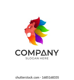 Logo vector of lion head. Colorful lion mascot logo