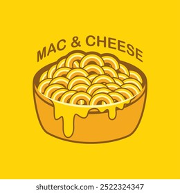 Logo vetor de mac e queijo. Emblema de macarrão