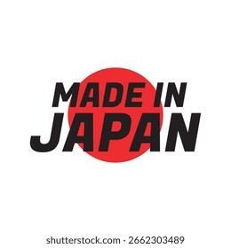 Vetor de logotipo feito no Japão - emblema de exportação do sol nascente