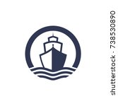 logo vector made from simple cruise ship with shadow effect, cruise ship logo template boat and sailling