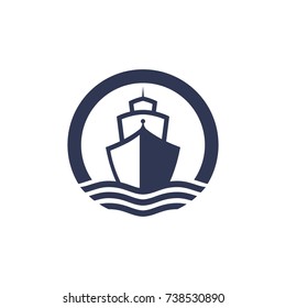 logo vector made from simple cruise ship with shadow effect, cruise ship logo template boat and sailling