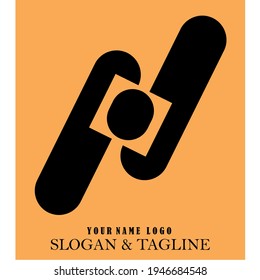 vector de logotipo hecho de dos rectángulos ovalados, para diseño libre.