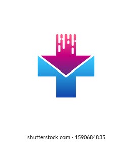 Logo Vector Of Medical Cross With Fast Arrow Movement For Health Access. Hospital/Clinical, Emergency Symbol. Pharmacy, Healthcare And Medicine