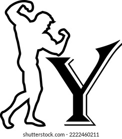 vector de logotipo de los hombres atletas con letra Y.