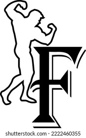 logo vector of men  athlete with letter F.