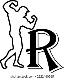 logo vector of men  athlete with letter R.