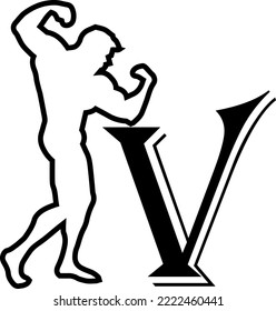 logo vector of men  athlete with letter V.