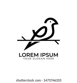 logo vector minimalist line bird - Vector
