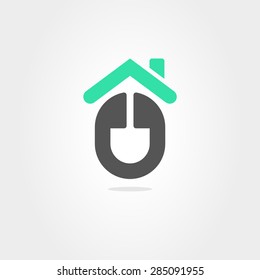 Logo. Vector. Mouse house. Web address. Real estate search service. 