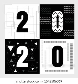 Logo and vector new year 2020 in abstract design concept