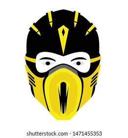 logo vector of ninja face with mask art of samurai character and silhouette