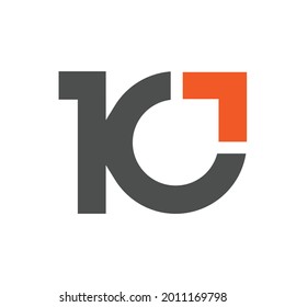 Logo vector number 10 arrow orange 