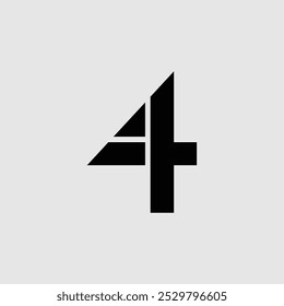 Logo vector number 4 T Black icon number four