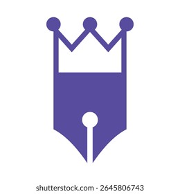 logotipo vetor pena dan mahkota simpel design , inspirações do design do logotipo.