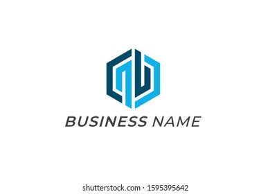 logo vector polygon letter N and B