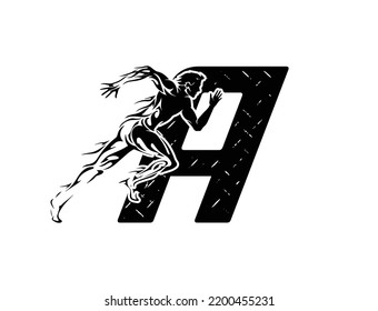 logo vector of run athlete with letter A.