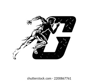 logo vector of run athlete with letter G.