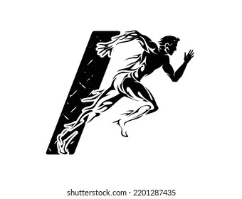 logo vector of run athlete with letter I.