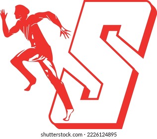 vector de logotipo del atleta de carrera con letra S
