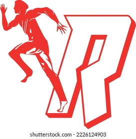 logo vector of run athlete with letter R