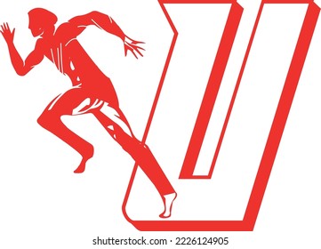 logo vector of run athlete with letter U