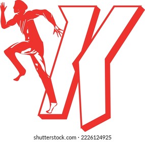 vector de logotipo del atleta de carreras con letra K