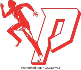 logo vector of run athlete with letter P