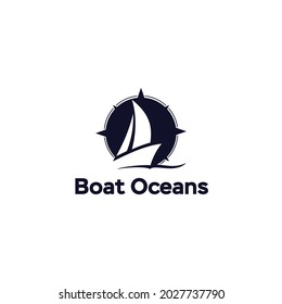 Logo Vector Sail Boat Ocean