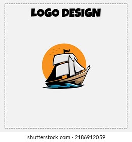 Logo Vector Sailboat Mascot Illustration Design