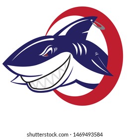 logo vector shark blue and red cyrcle